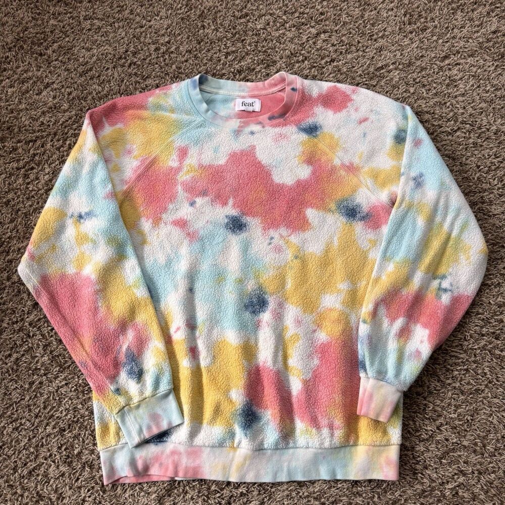 Feat Blanket Blend Tie Dye Rainbow Hooded Sweatshirt Unisex Size 1